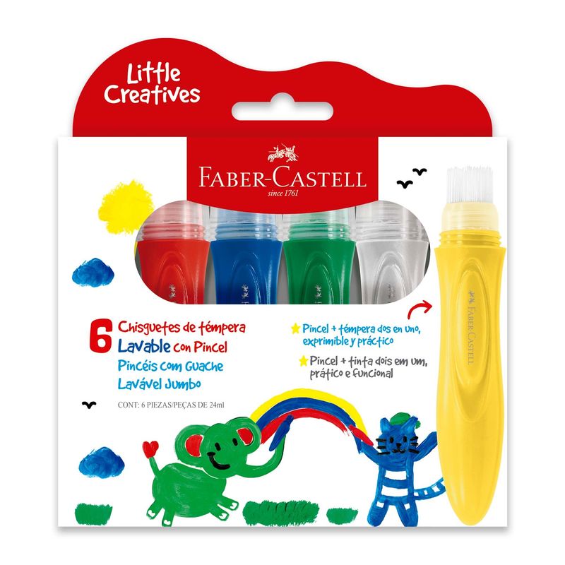FABER-CASTELL - Chisguetes Témpera Little Creatives Faber-Castell x6 Colores