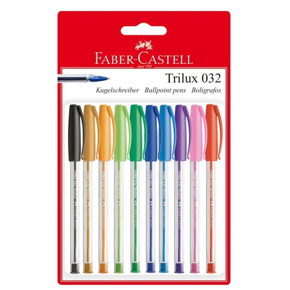 FABER-CASTELL - Bolígrafo Trilux 032 M Faber-Castell x10 Colores