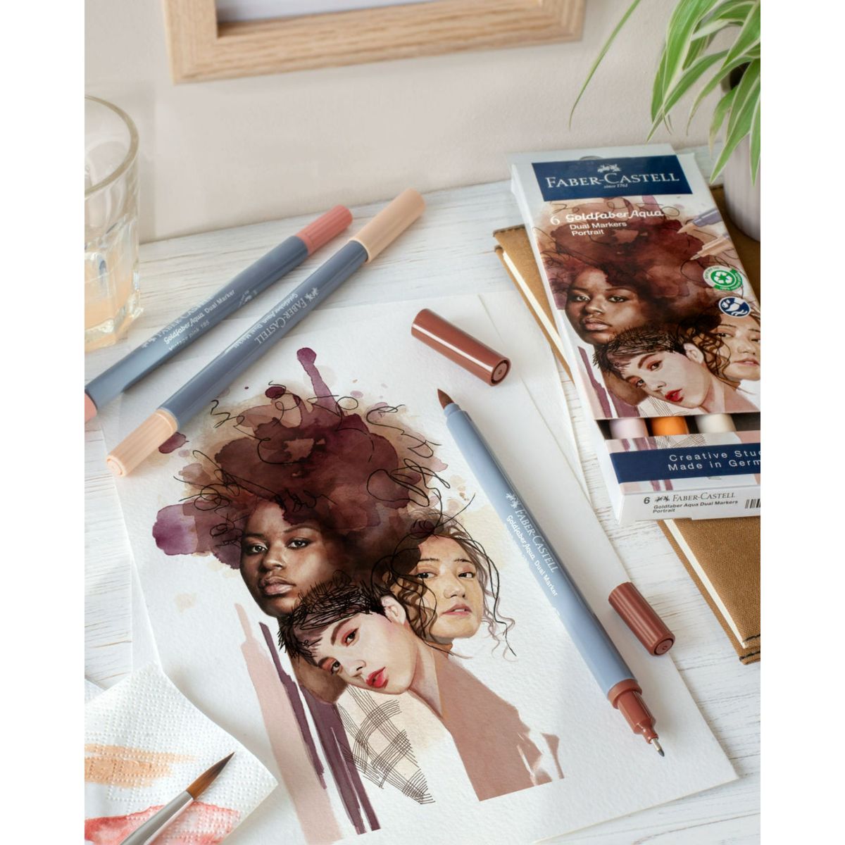 FABER-CASTELL - Marcador Dual Goldfaber Aqua Faber-Castell x6 Color Retrato