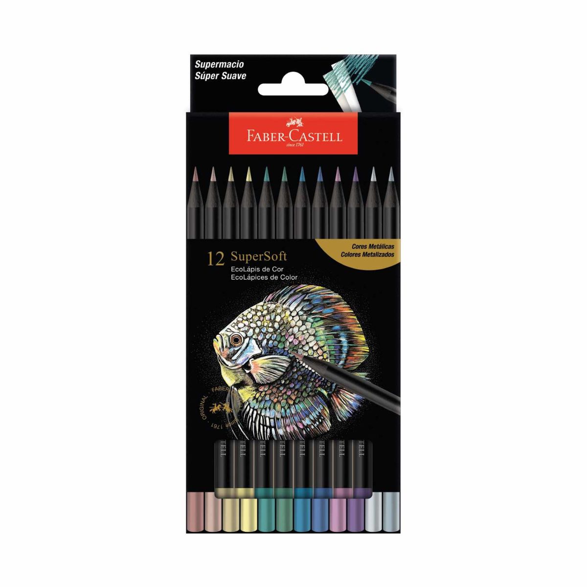 FABER-CASTELL - Lápices de Color Supersoft Faber-Castell x12 Metálicos