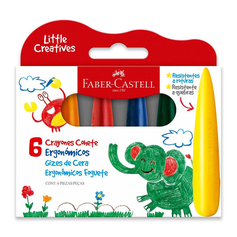 FABER-CASTELL - Crayón Cohete Little Creatives Faber-Castell x6 Colores