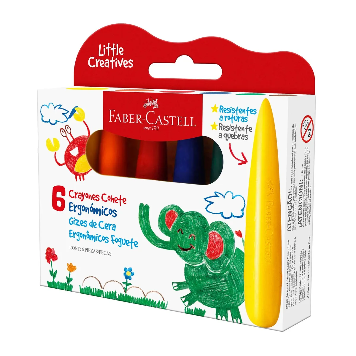 FABER-CASTELL - Crayón Cohete Little Creatives Faber-Castell x6 Colores