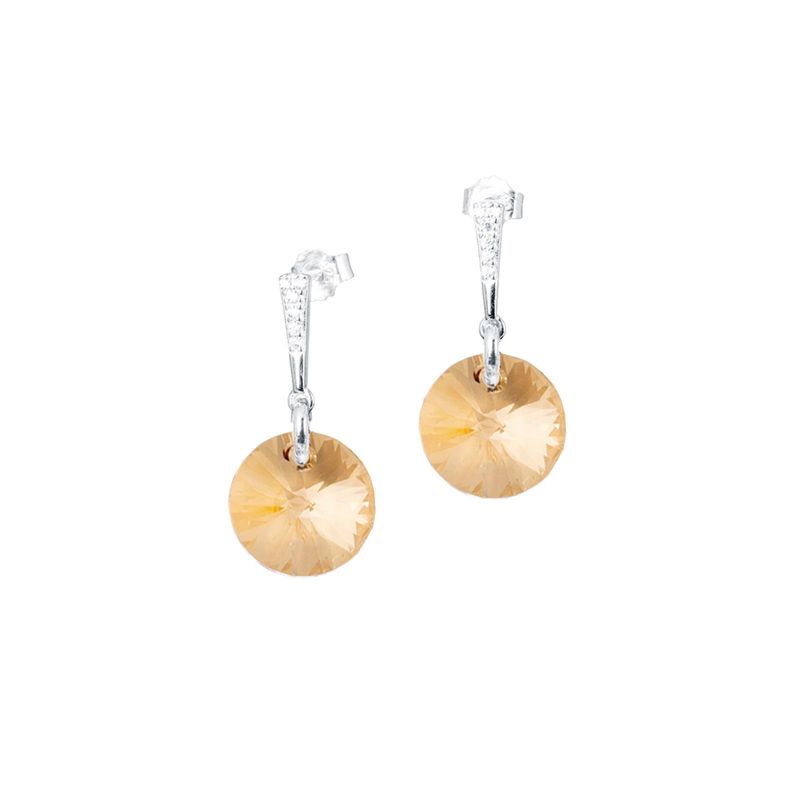 JOYAS MONTERO - Aros Paris Plata Italiana 925 y Cristales Genuinos Golden Shadow
