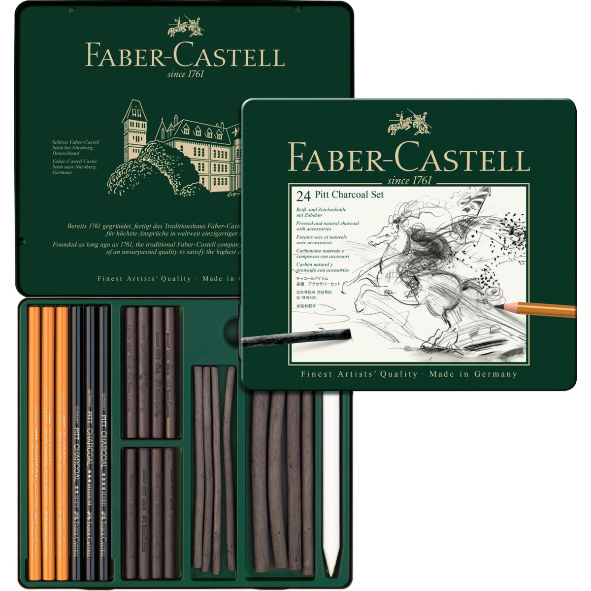 FABER-CASTELL - Juego Pitt Monochrome Carbón Faber-Castell x24 und.