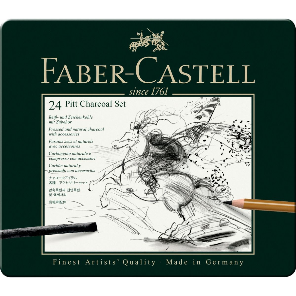 FABER-CASTELL - Juego Pitt Monochrome Carbón Faber-Castell x24 und.