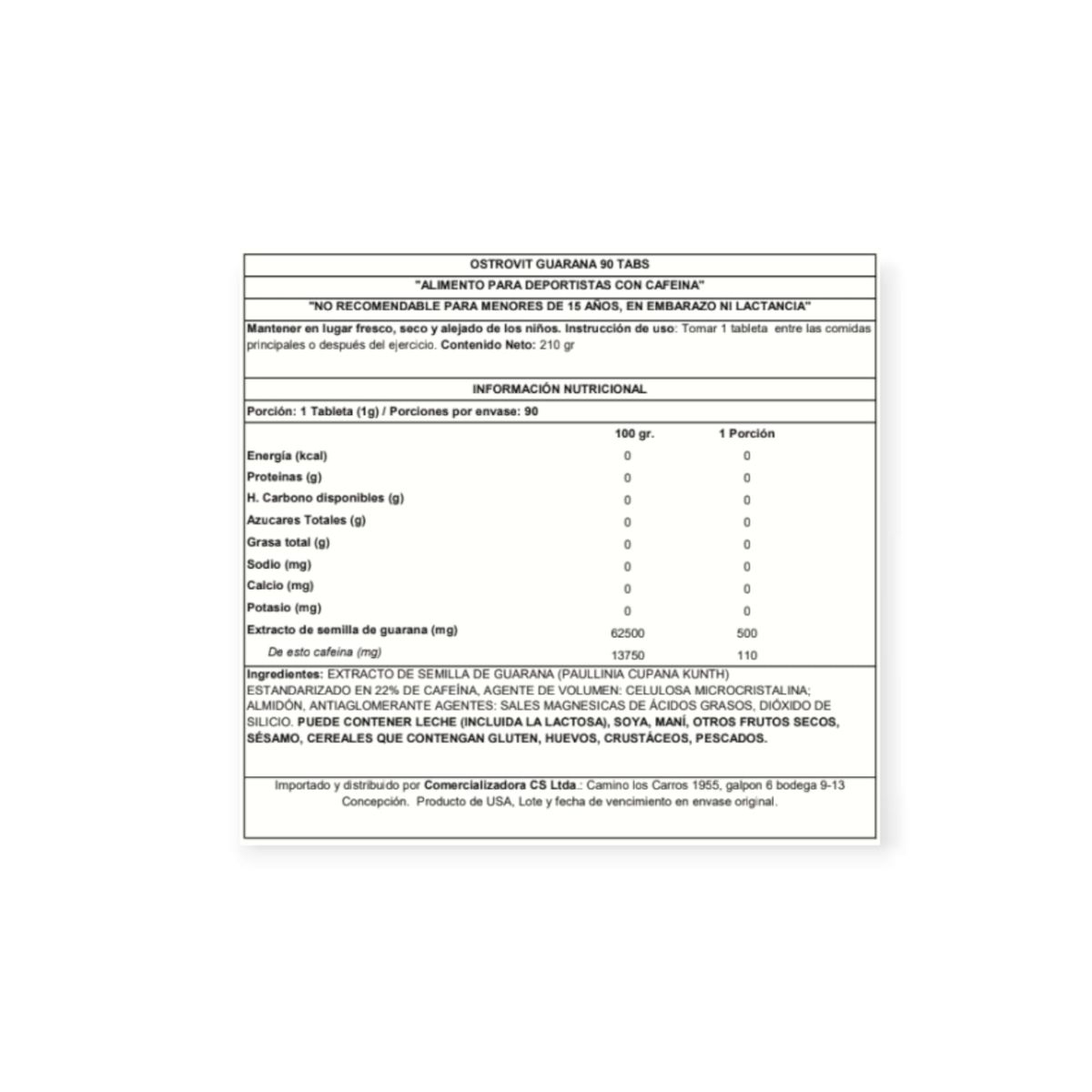 OSTROVIT - GUARANA 90 TABLETAS - OSTROVIT