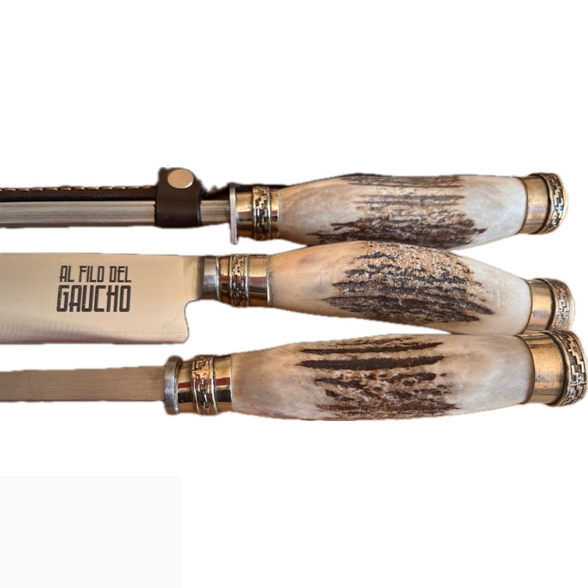 AL FILO DEL GAUCHO - Juego de Trinchar Completo Ciervo Alpaca