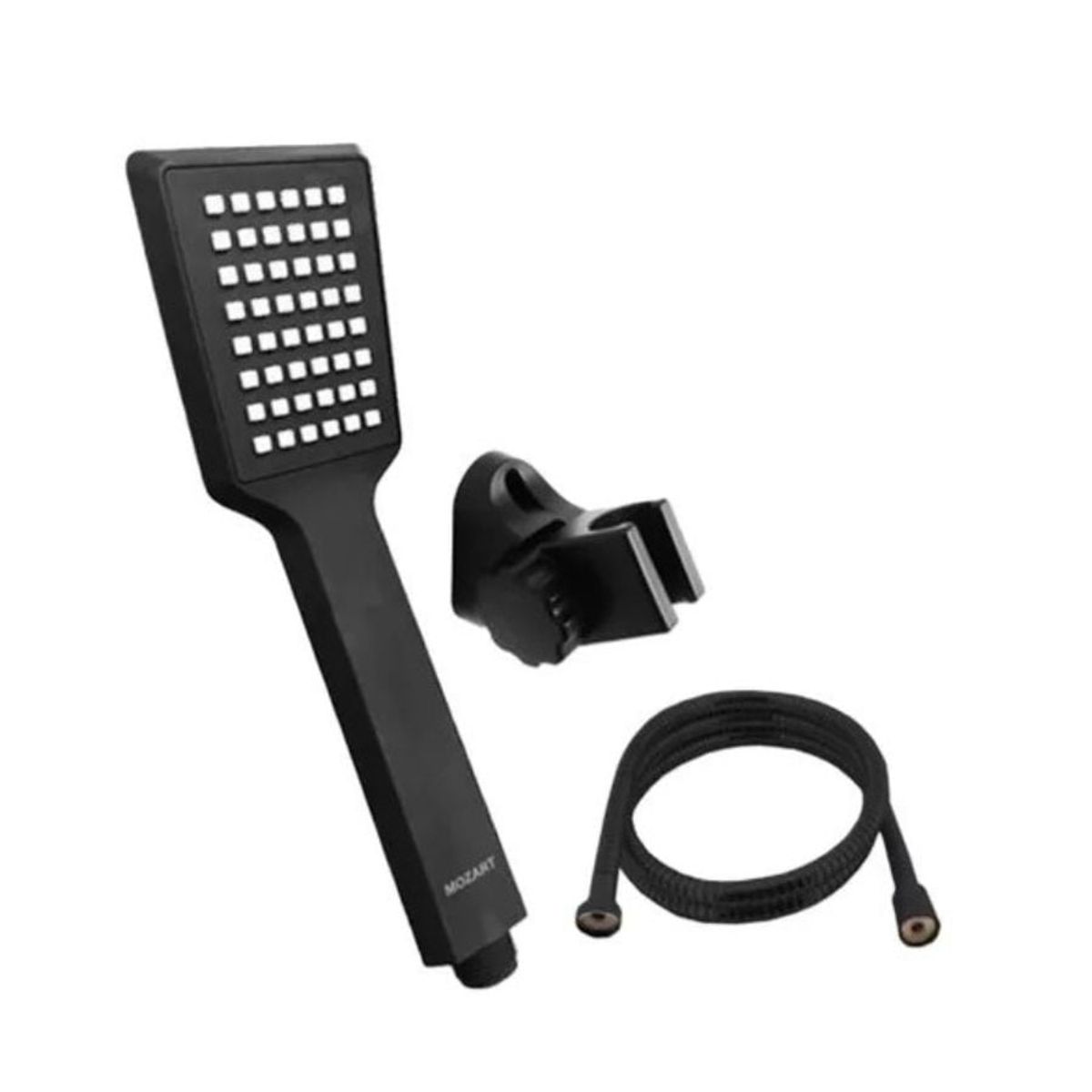 GENERICO - Set De Ducha Cuadrado De Mano Negro 15mts + Soporte