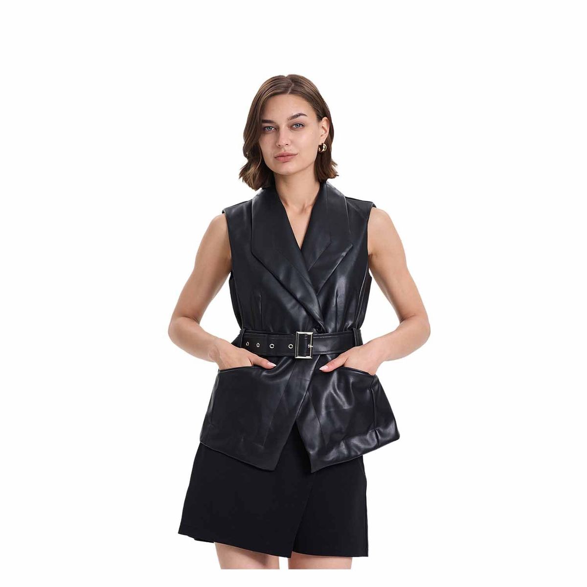 FASHION'S PARK - Chaqueta Mujer Pu Lisa Negro Fashion's Park
