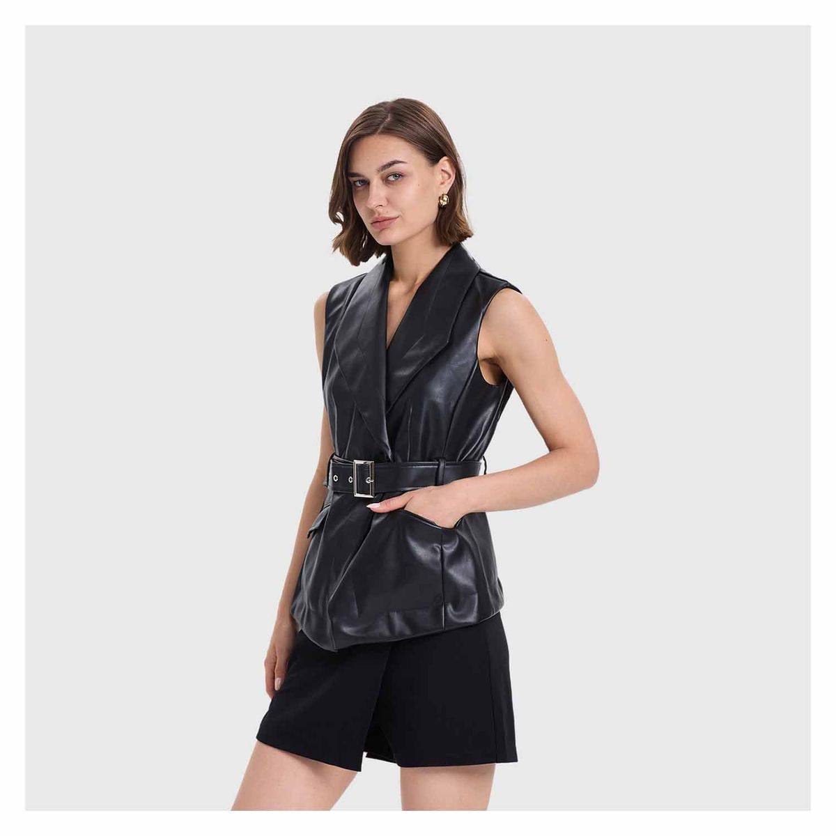 FASHION'S PARK - Chaqueta Mujer Pu Lisa Negro Fashion's Park