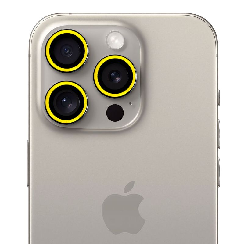 GENERICO - Protector de cámara modelo Neón para iPhone12promax-13mini-13 Amarillo