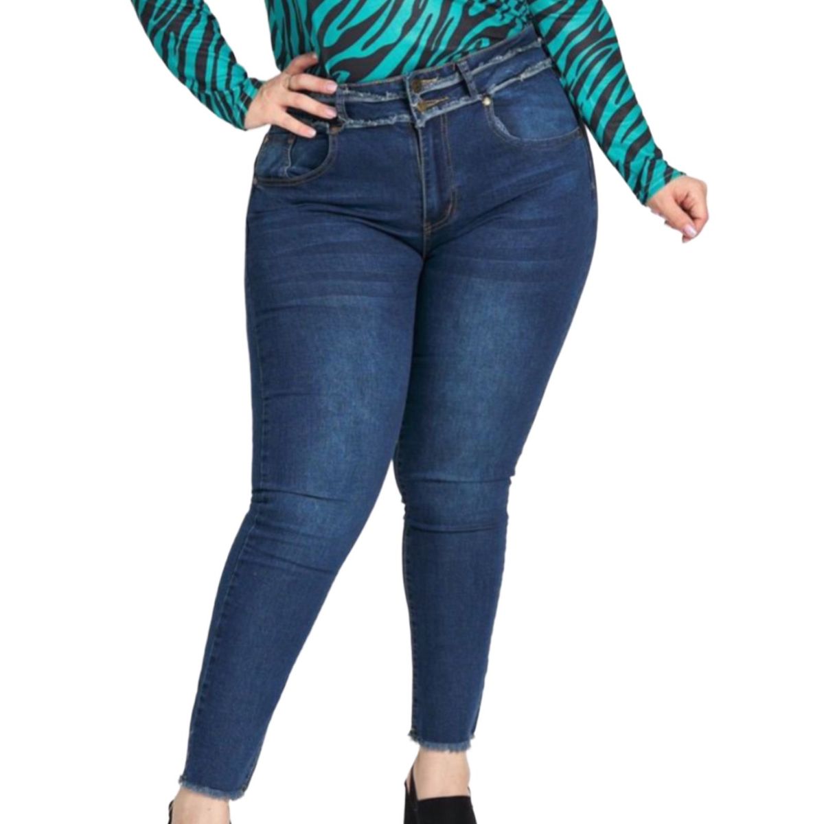 ZAPATIZAME - Pantalón de Jeans elasticado Extra Lindas Tallas Grandes Diseño