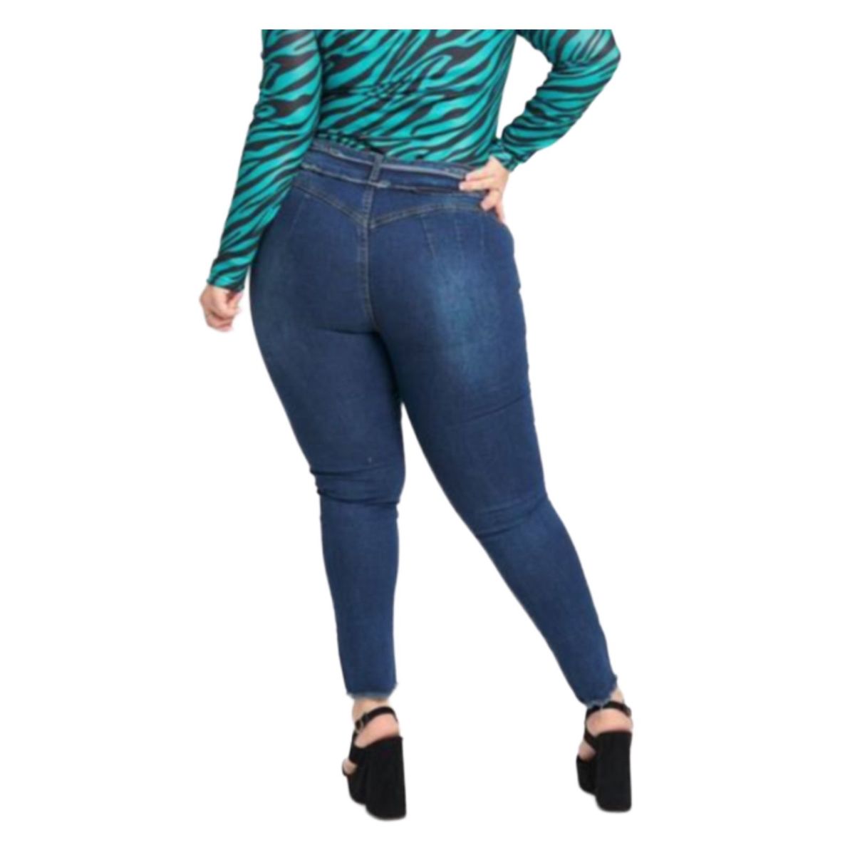 ZAPATIZAME - Pantalón de Jeans elasticado Extra Lindas Tallas Grandes Diseño