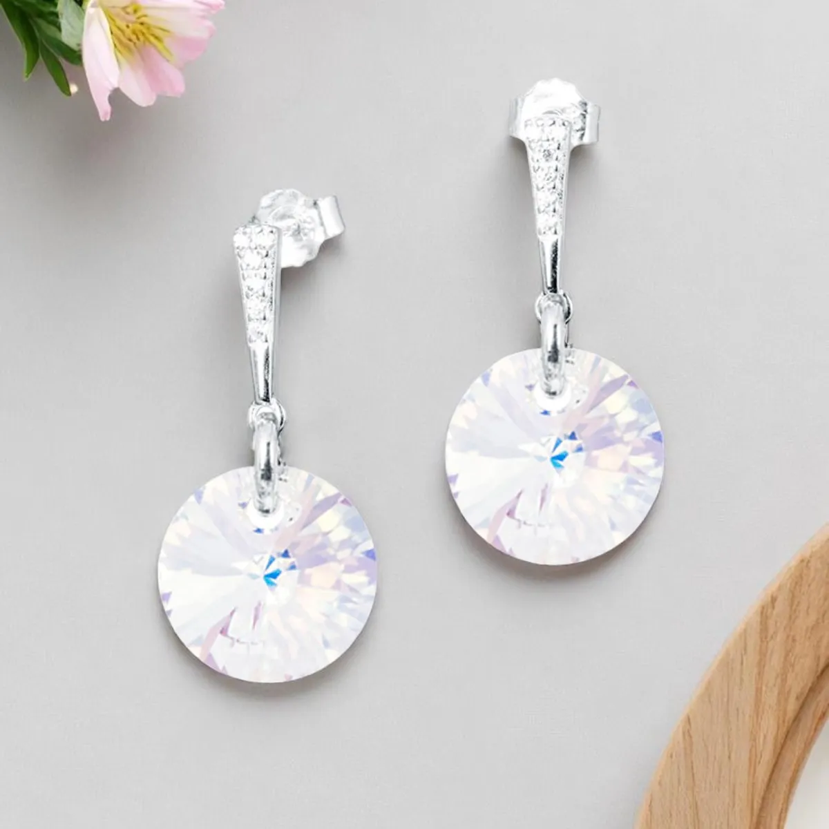 JOYAS MONTERO - Aros Paris Plata 925 creado con cristales de Swarovski® Aurora Boreal