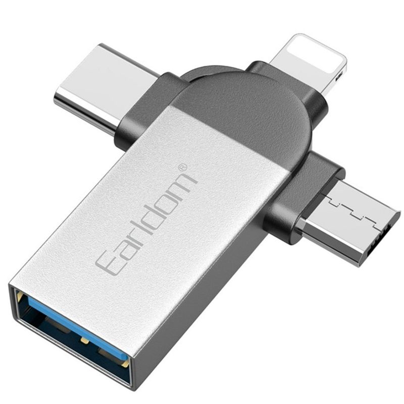 GENERICO - ADAPTADOR OTG TIPOC  MICRO  IPHONE - 3EN1