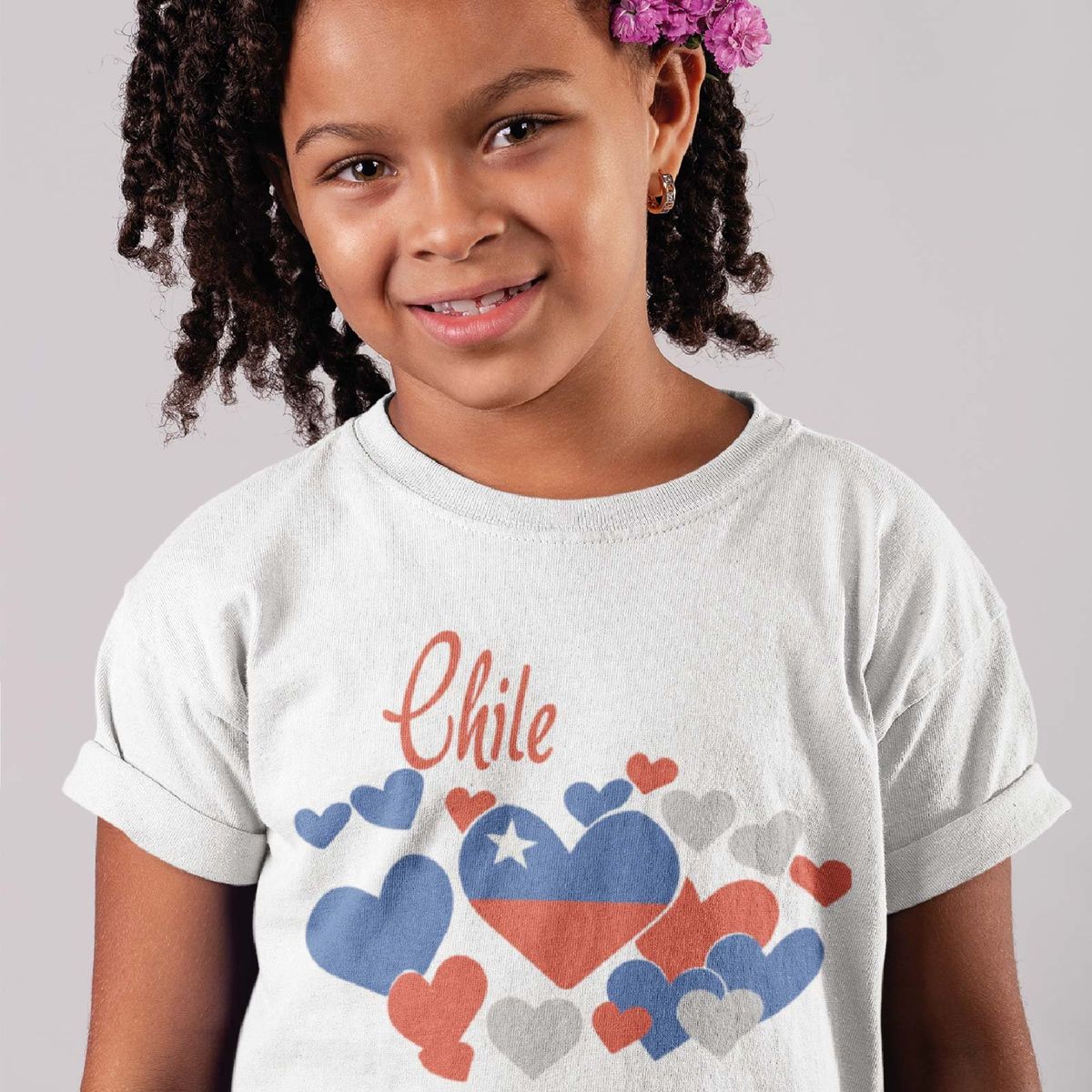 GENERICO - POLERA NIÑA FIESTAS PATRIAS CHILE CORAZONES