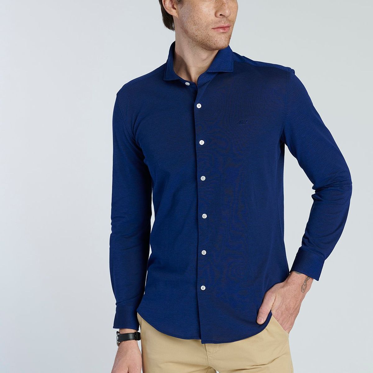 NEW MAN - Camisa Manchest Azul New Man