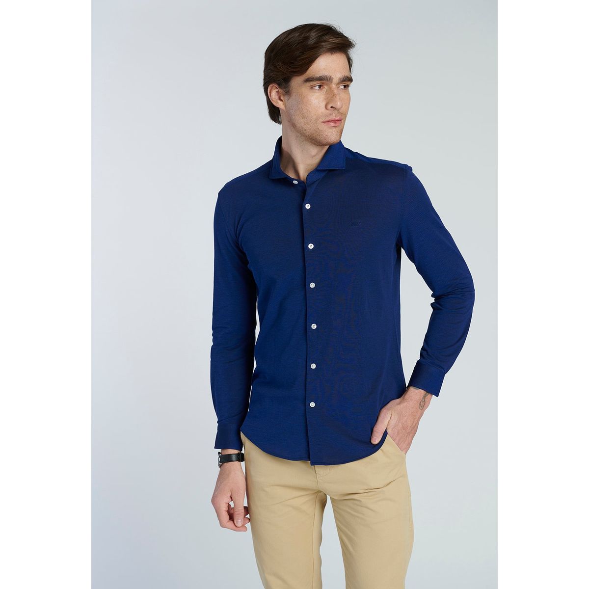NEW MAN - Camisa Manchest Azul New Man