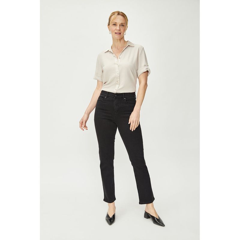 MA GRIFFE - Jeans Straight Negro Mujer Magriffe