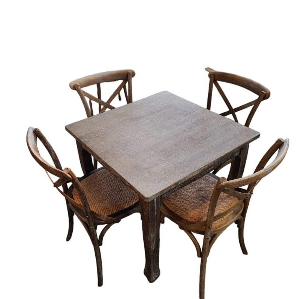 SPAZZIO - Comedor mesa Retro cuadrada albayalde + 4 sillas Retro albayalde