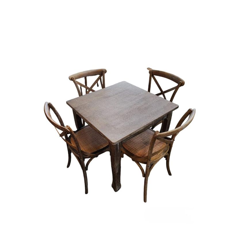 SPAZZIO - Comedor mesa Retro cuadrada albayalde + 4 sillas retro albayalde