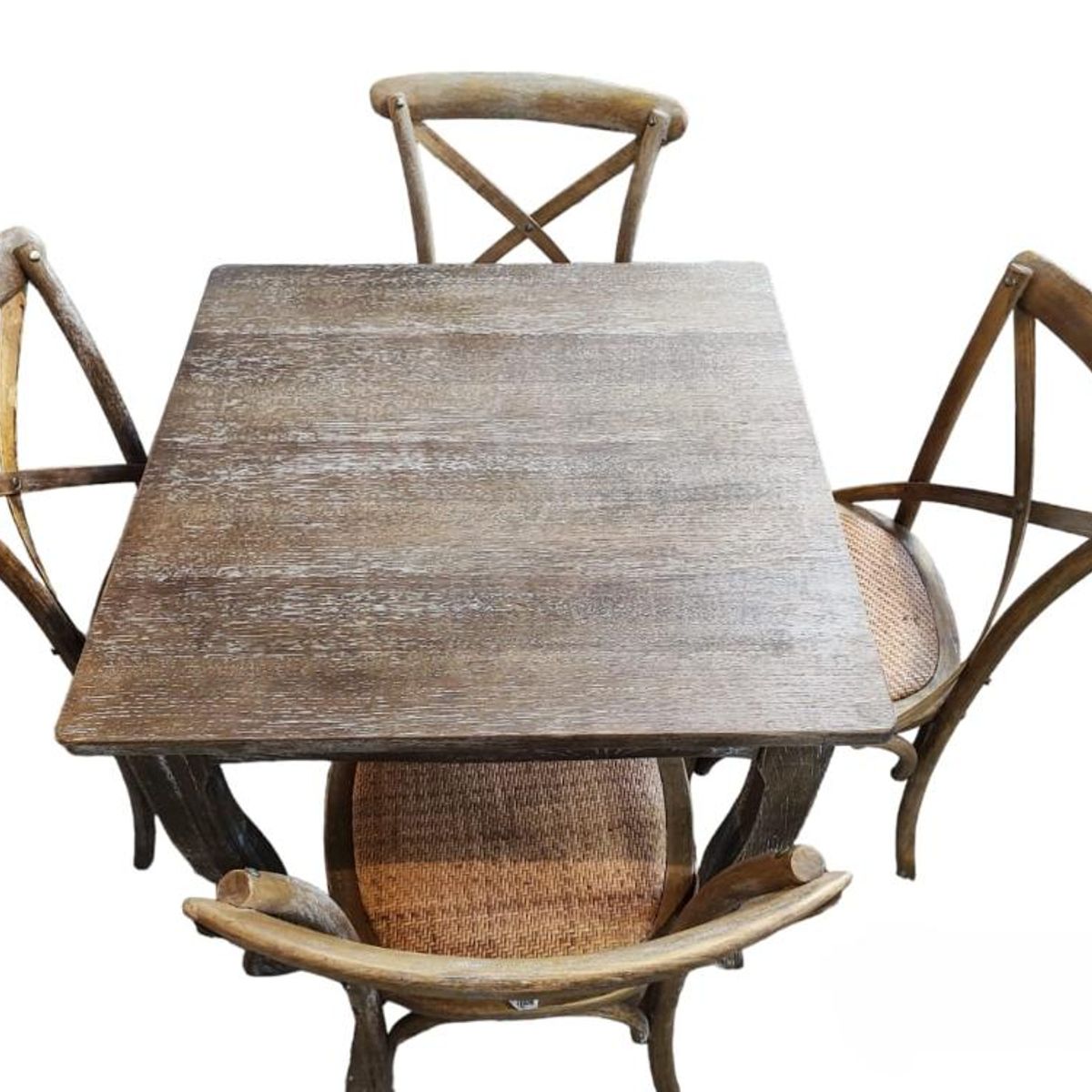 SPAZZIO - Comedor mesa Retro cuadrada albayalde + 4 sillas Retro albayalde