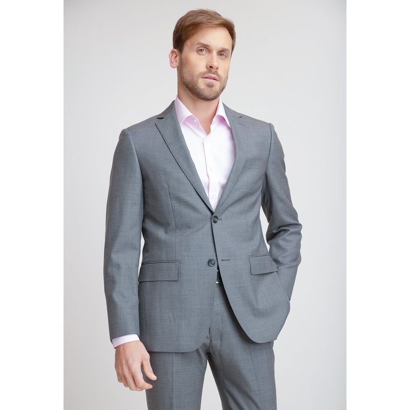 TRIAL - Chaqueta Hombre Formal Lana S100'S Liso Slim Perfect Suit Gris