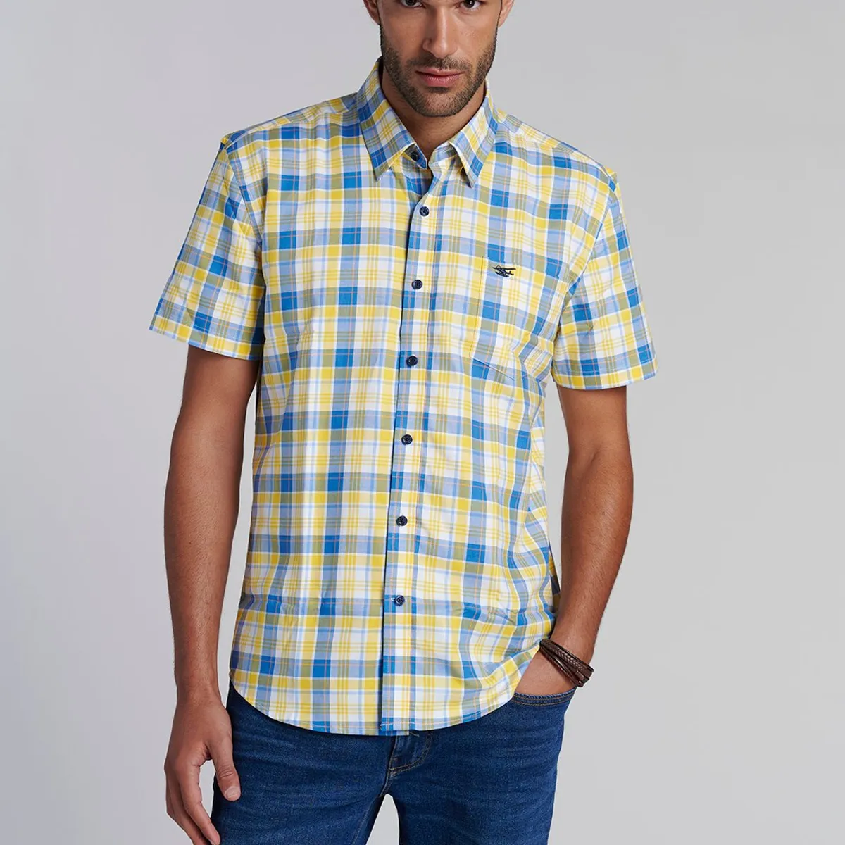 FEROUCH - Camisa Checkered Boston  F Amarillo Ferouch