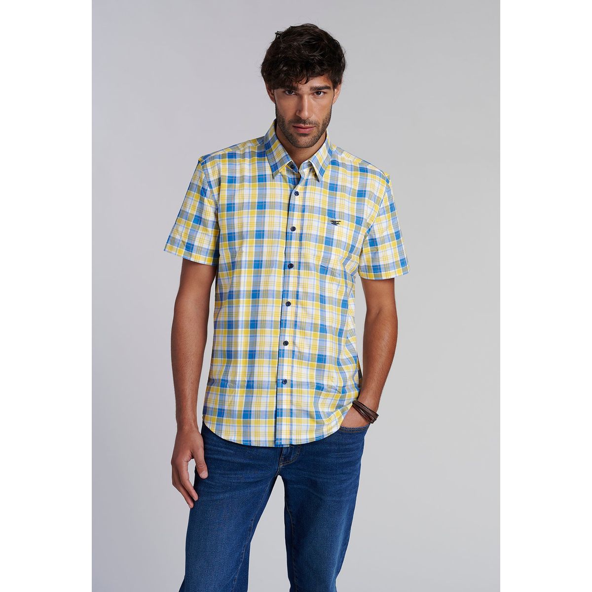 FEROUCH - Camisa Checkered Boston  F Amarillo Ferouch