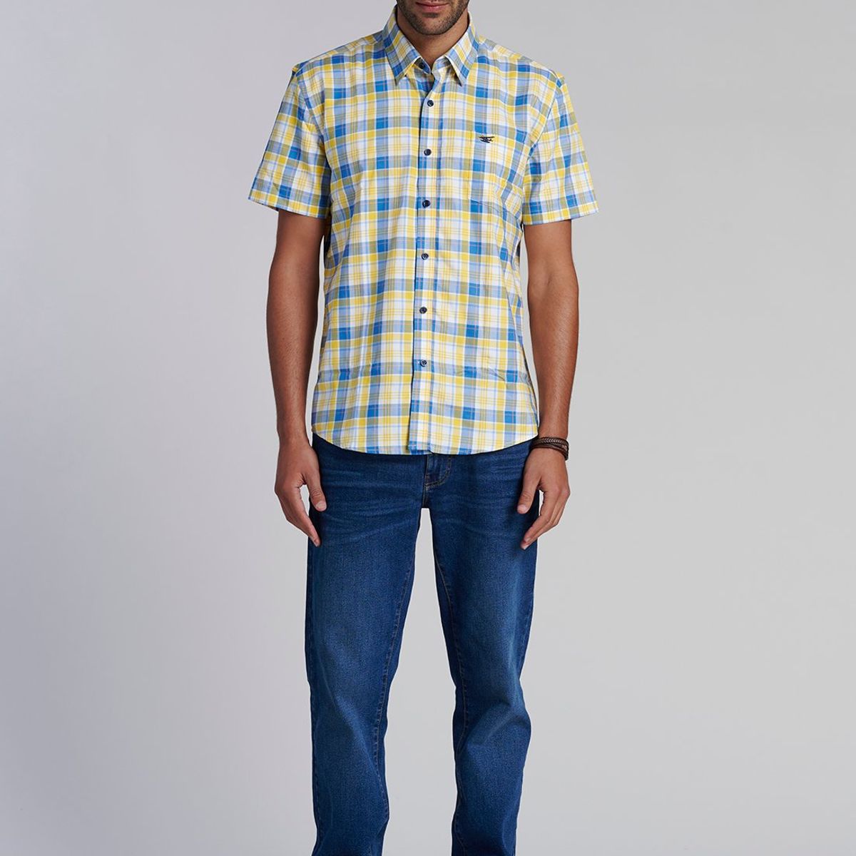 FEROUCH - Camisa Checkered Boston  F Amarillo Ferouch