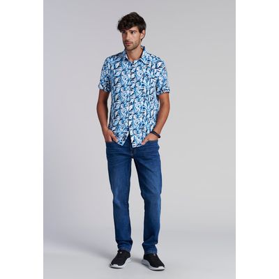 Imagen 2 del producto Camisa Estampada Hojas Fj Azul