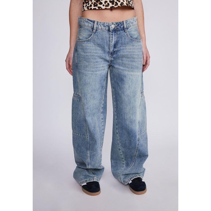 SIOUX - Jeans Mujer Celeste Wide Leg Lavado Sioux