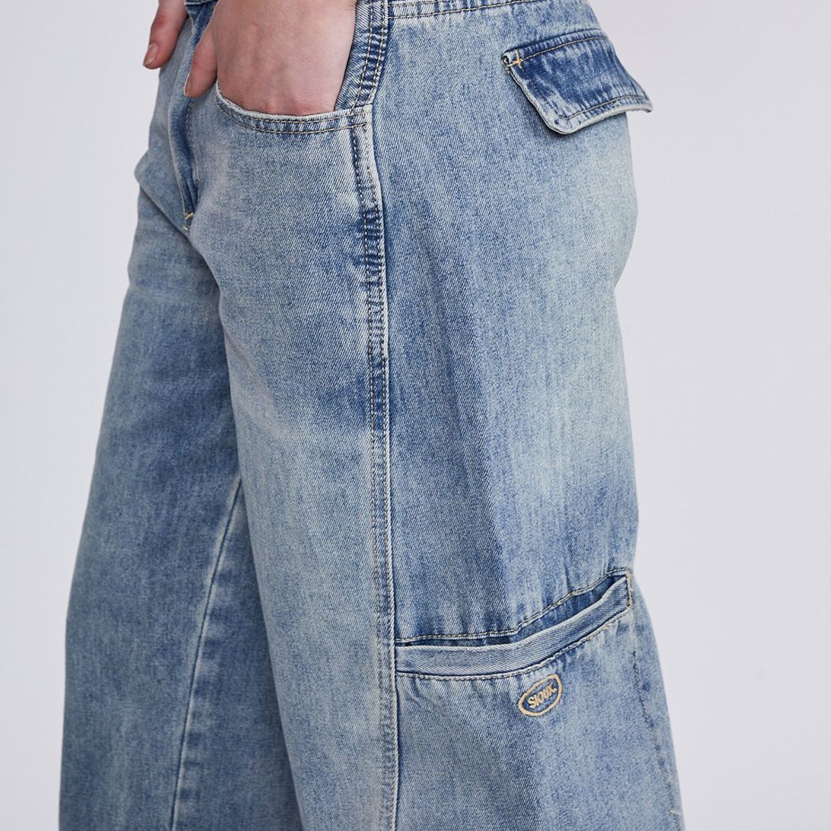 SIOUX - Jeans Mujer Celeste Wide Leg Lavado Sioux