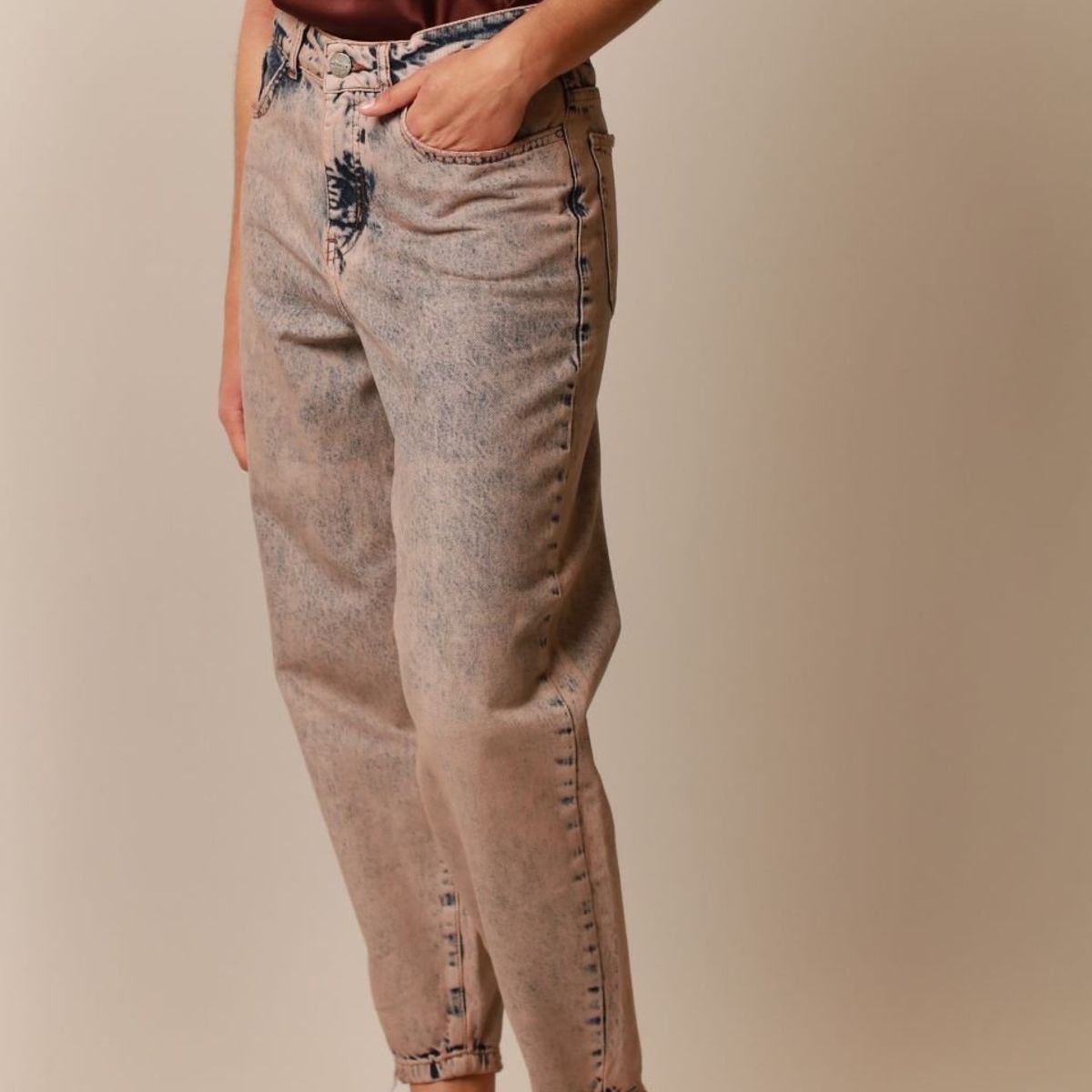 MOMCHIC - Jeans  Lourdes Localizado Celeste