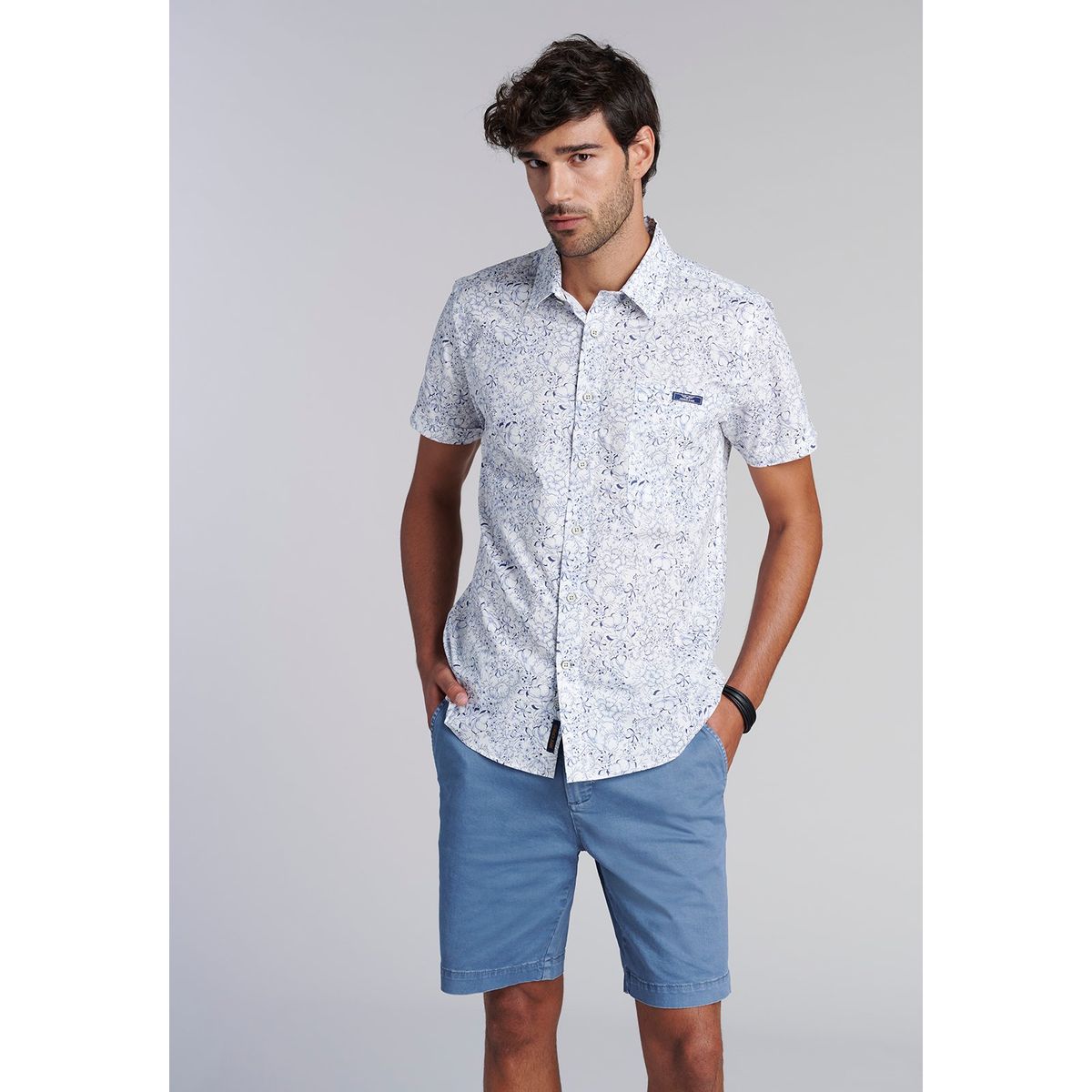 FEROUCH - Camisa Estampada Hawai Fj Azul Ferouch