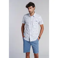 FEROUCH - Camisa Estampada Hawai Fj Azul