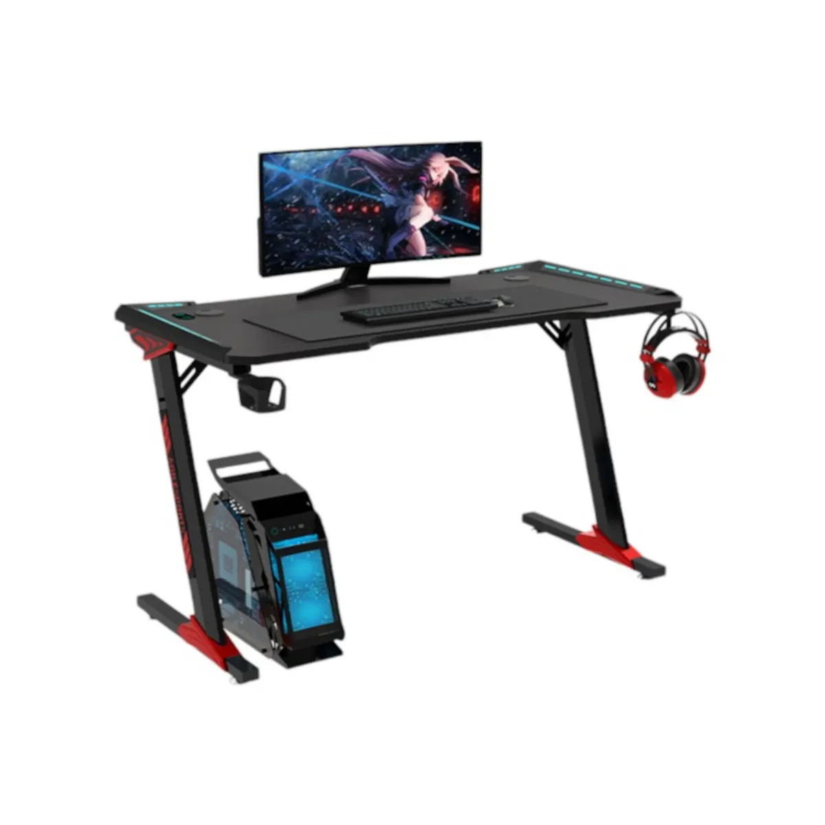 LUBABYCAS - Escritorio Gamer Con Luces 120x60x73cm Negro By LuBabycas