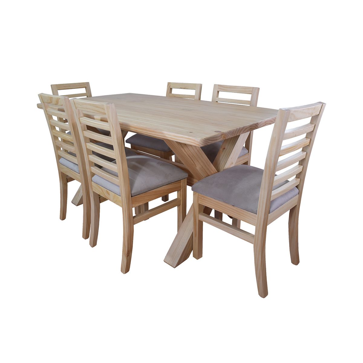 MUEBLES NATIVA - Comedor Cruz 6 Sillas Venecia Tapiz Beige
