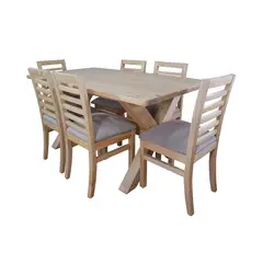 MUEBLES NATIVA - Comedor Cruz 6 Sillas Venecia Tapiz Beige