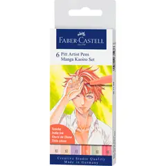 FABER-CASTELL - Marcador Pitt ArtistPen Manga Kaoiro 6 Colores