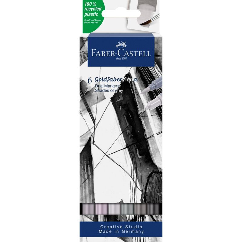 FABER-CASTELL - Marcador Dual Goldfaber Aqua Faber-Castell x6 Colores Grises