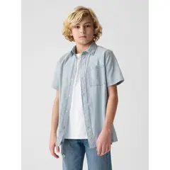 GAP - Camisa Niño Denim Manga Corta Azul