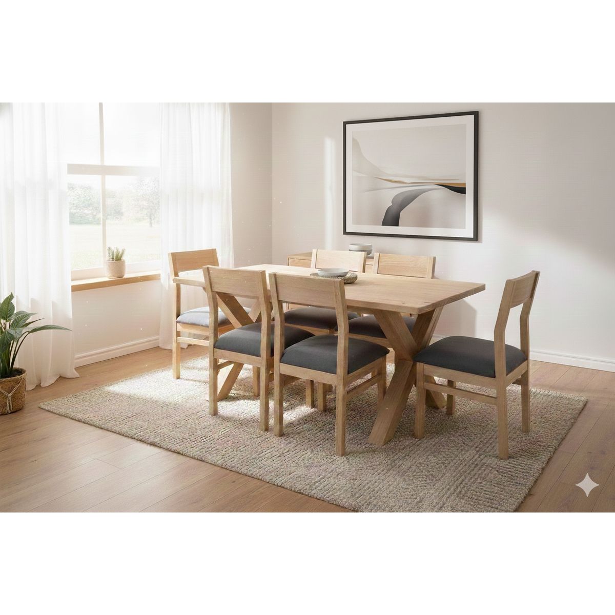 MUEBLES NATIVA - Comedor Cruz 6 Sillas Vendetta Gris