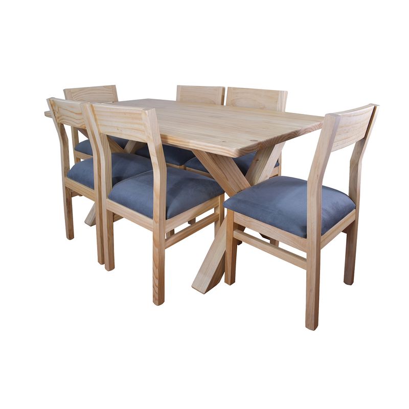 MUEBLES NATIVA - Comedor Cruz 6 Sillas Vendetta Gris