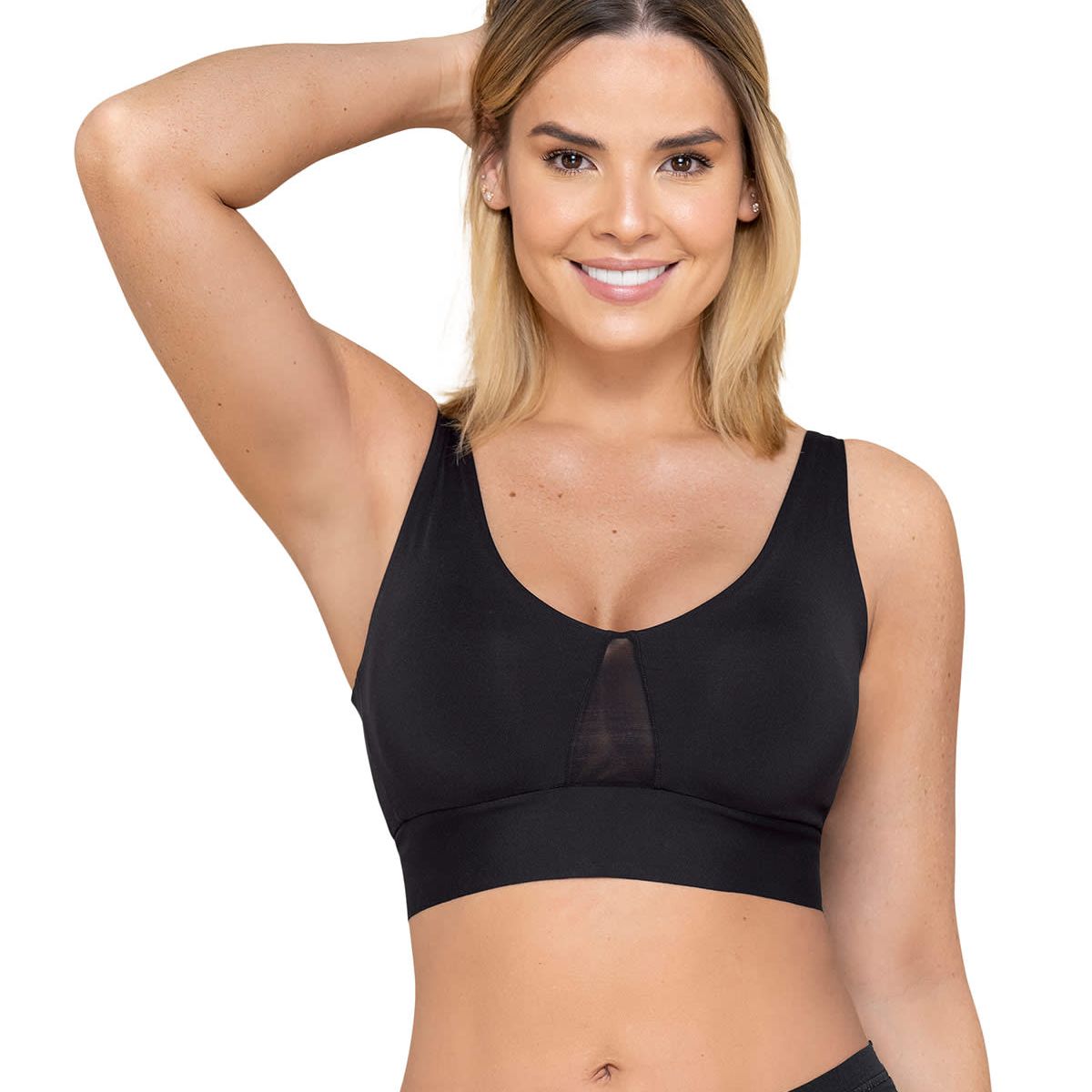 LEONISA - Sostén tipo top de copas extraíbles totalmente cómodo y liviano Flexi Brastop 091048 Negro