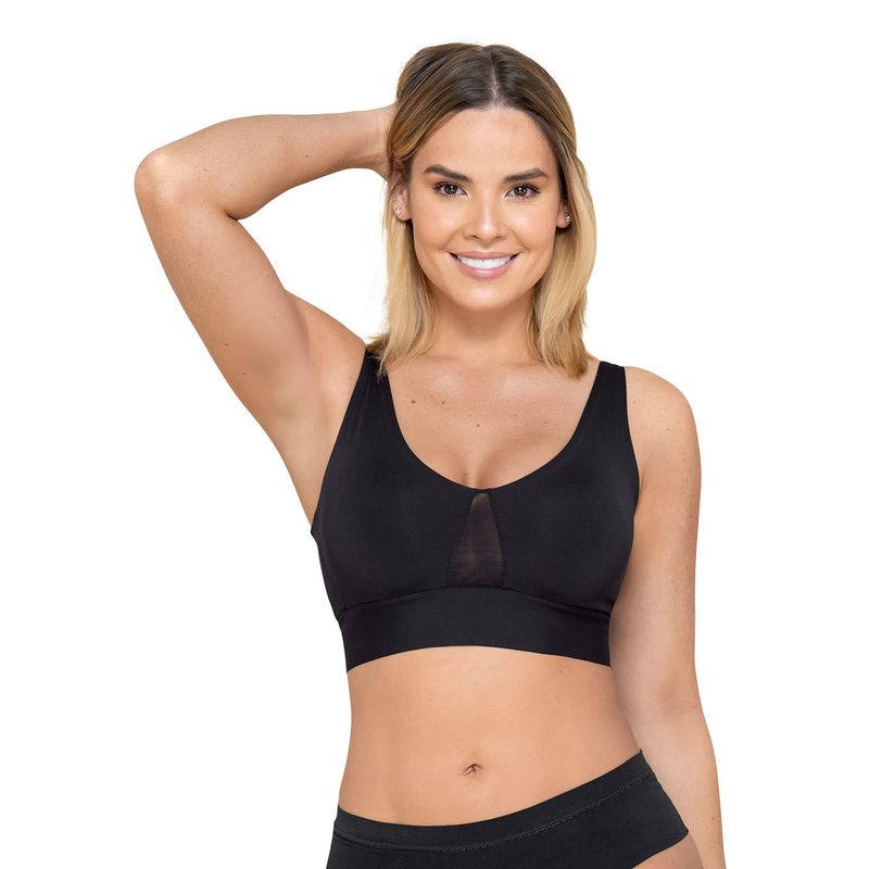 LEONISA - Sostén tipo top de copas extraíbles totalmente cómodo y liviano Flexi Brastop 091048 Negro
