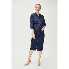 MA GRIFFE - Blusa Lisa Azul Magriffe