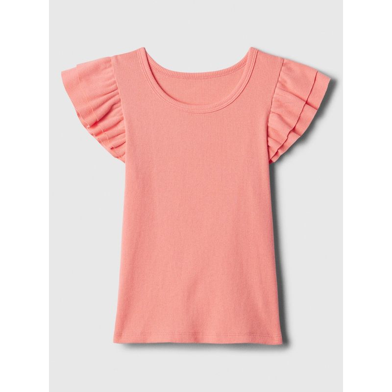 GAP - Polera Niña Rib Manga Corta Vuelos Rosado GAP_.