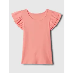 GAP - Polera Niña Rib Manga Corta Vuelos Rosado GAP_.