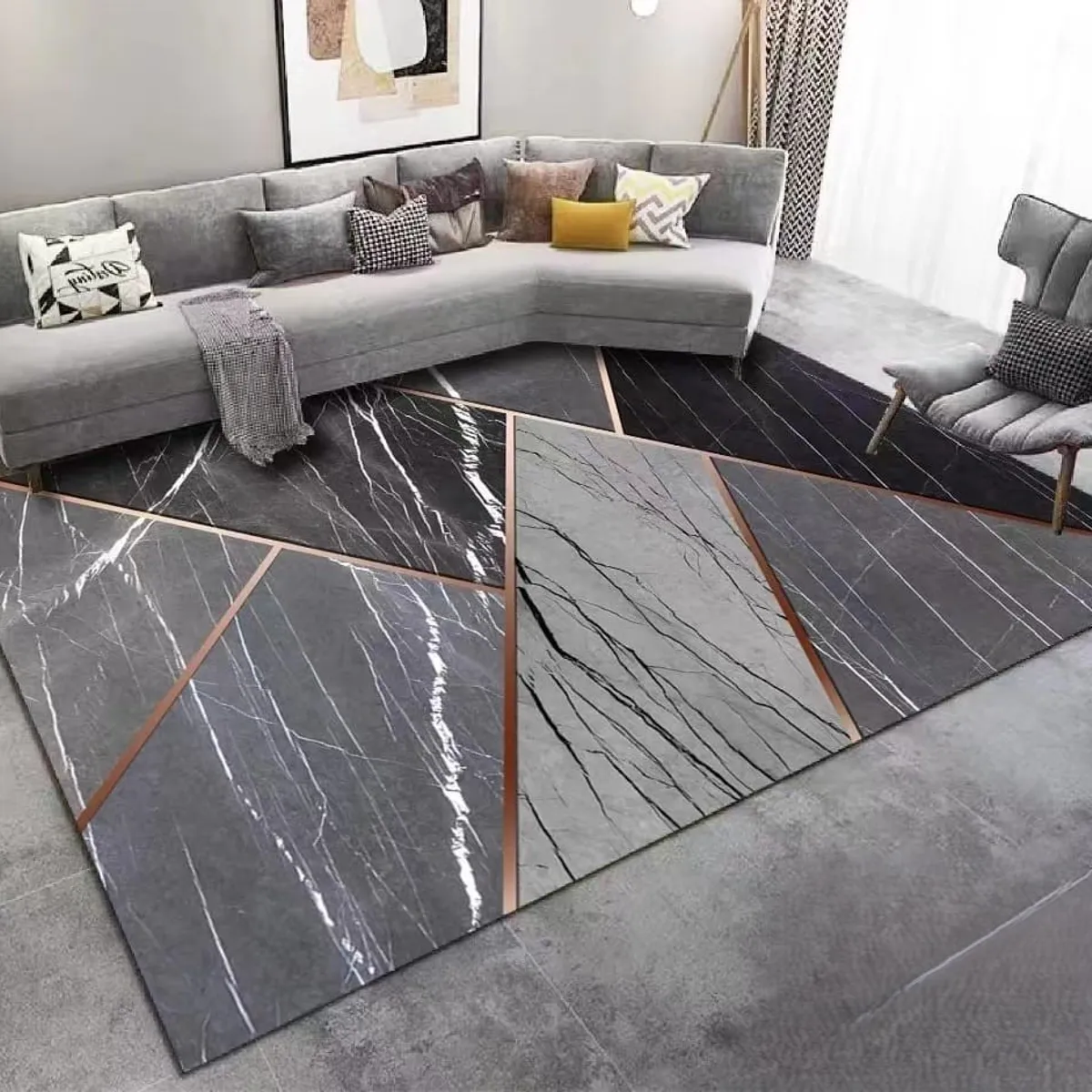 GENERICO - ALFOMBRA PARA LIVING ANTIDESLIZANTE CON DISEÑOS TRIDIMENCIONALES